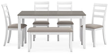 Load image into Gallery viewer, Stonehollow Dining Table and Chairs with Bench (Set of 6)
