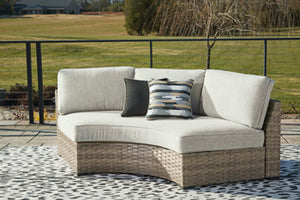 Calworth Outdoor Curved Loveseat with Cushion