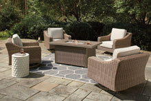 Load image into Gallery viewer, Beachcroft Beachcroft Fire Pit Table with Four Nuvella Swivel Lounge Chairs
