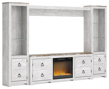 Load image into Gallery viewer, Willowton 4-Piece Entertainment Center with Electric Fireplace
